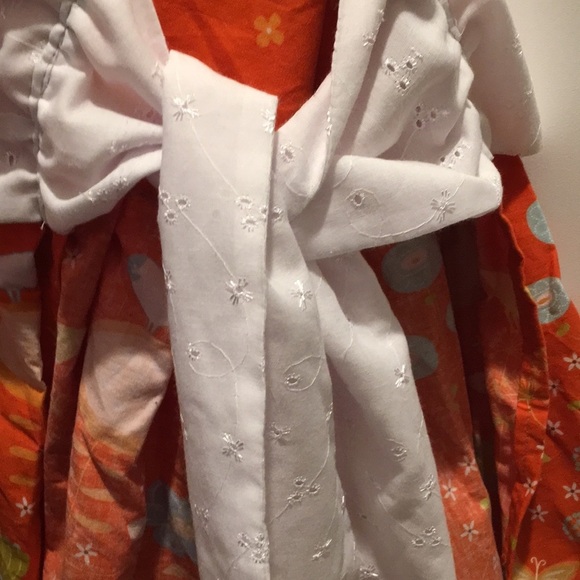 Darling vintage orange floral eyelet lace apron​ - Picture 7 of 8